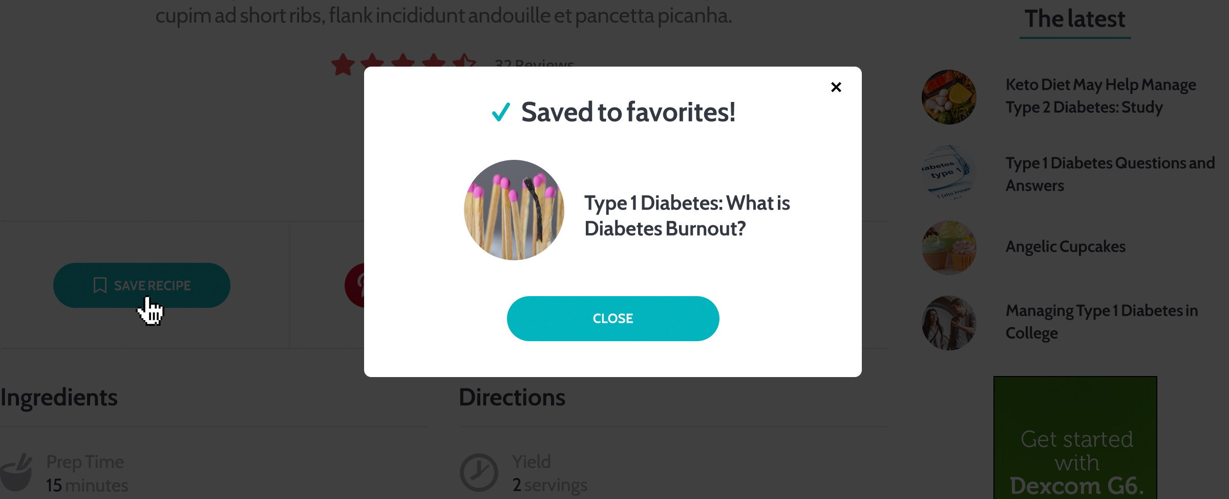 dsm-saved-article-modal Diabetes Self-Management save list signup modal